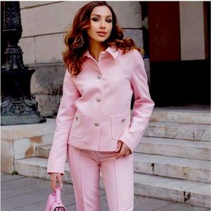 ZARA METAL BUTTON JACKET Blazer Coat PINK Size S NEW